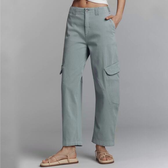 Pilcro Slouchy Utility Bow Barrel Pants in Sage Cargo Pockets Size 27 NWT - Picture 1 of 16